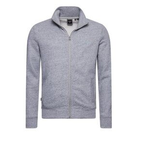 Superdry Mens Organic Cotton Vintage Logo Zip Track Top, Slim Fit Athletic Grey